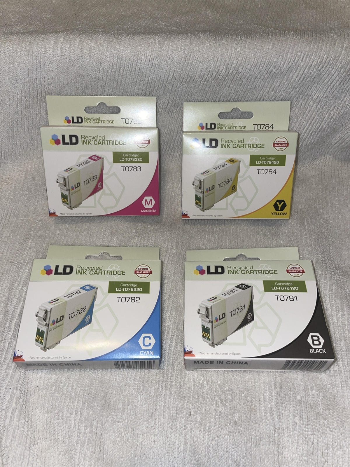 New Sealed LD recycled ink cartridge Black Magenta Yellow Cyan T0781-T0784 Epson