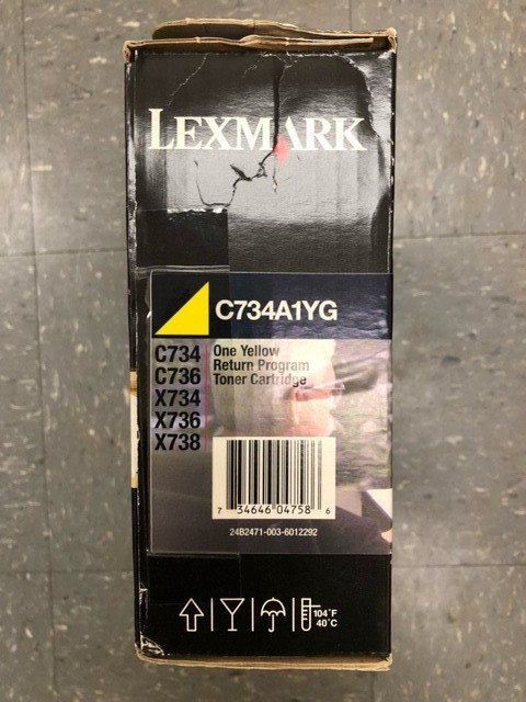 Sealed Genuine OEM  Lexmark C734A1YG Yellow Toner for C734/C736/X734/X736/X738