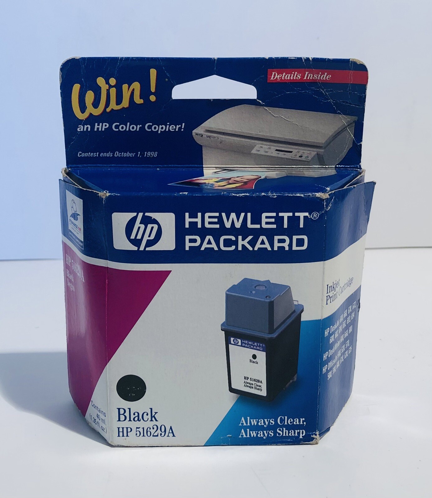 HP Hewlett Packard HP29 Black HP 51629A Inkjet Print Cartridge Exp 03/99 Sealed