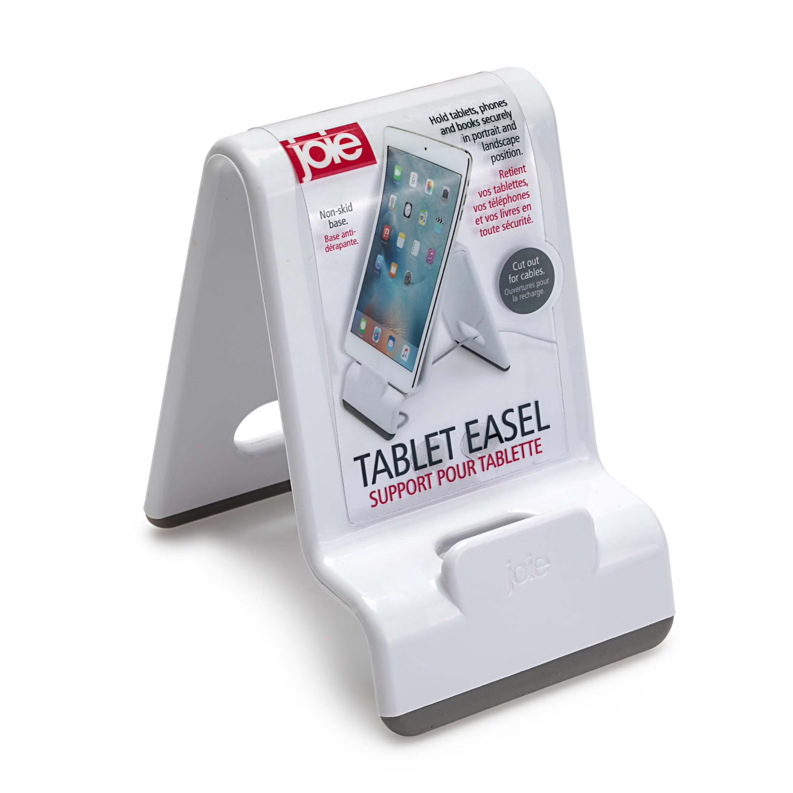 Joie Tablet Easel Stand, White with Gray, Phone Holder for Desk, MISSING STICKER