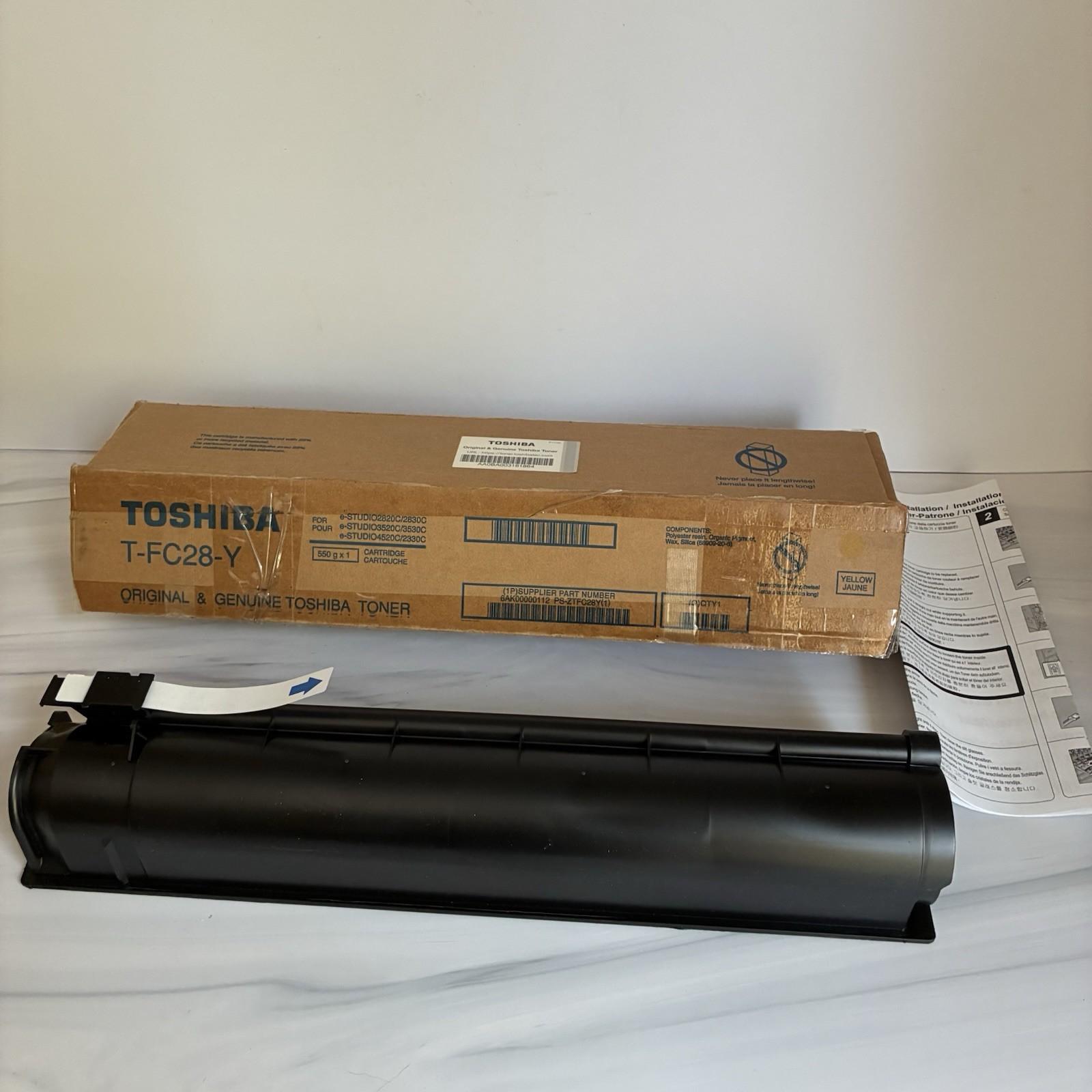 Genuine Toshiba T-FC28-Y Yellow Toner Cartridge Open Box Appears Unused OEM