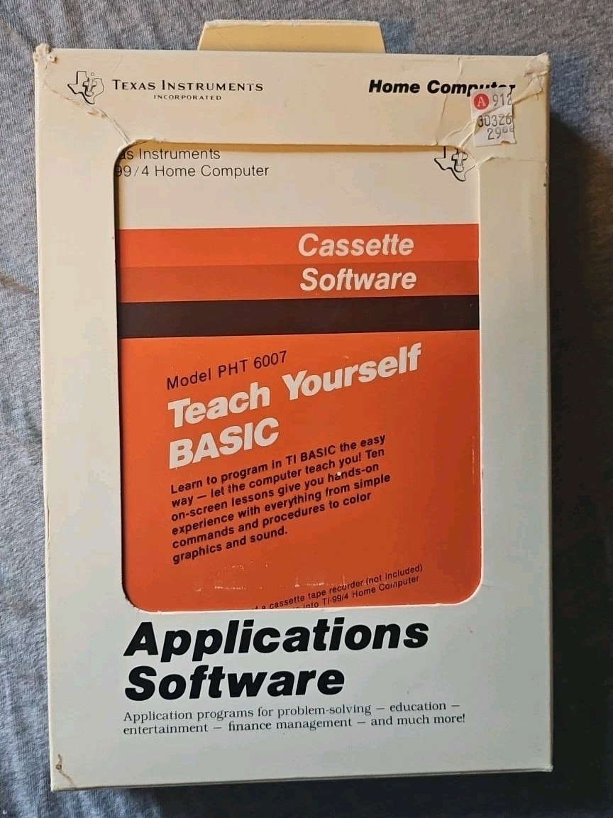 VINTAGE Texas Instruments TI-99/4A Teach Yourself Basic Software PHT 6007