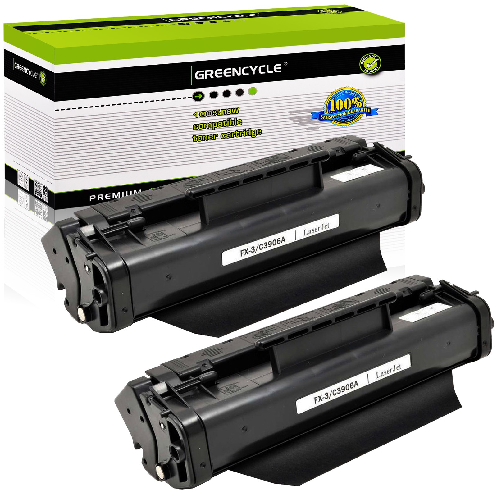 GREENCYCLE 2× C3906A Toner Cartridge Compatible for HP 6L 5L xi se 5L-FS 5L Xtra