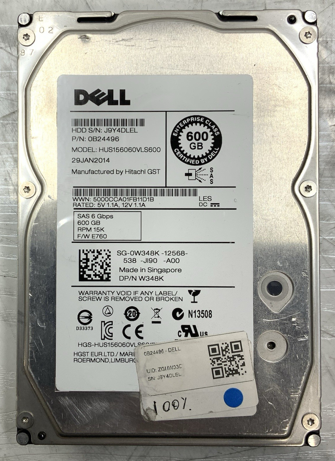 HGST 600GB SAS 6Gb/s 3.5" HDD | HUS156060VLS600, 0B24496