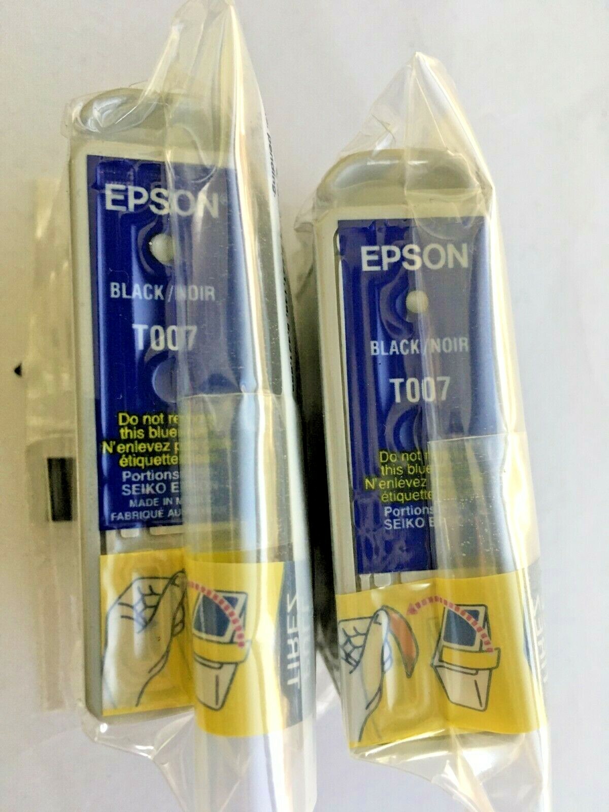 New Genuine 2PK Epson T007 Black Ink Cartridges, Stylus Photo 1270, BAG