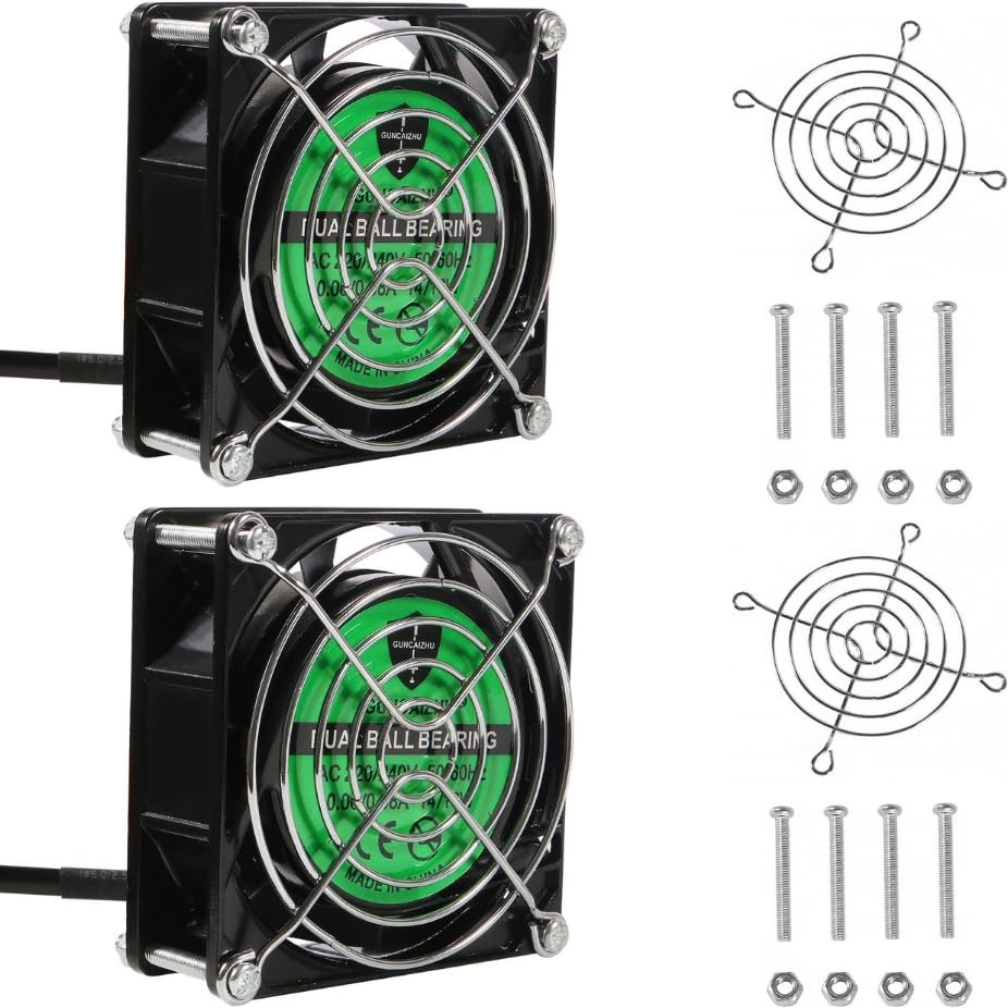 2PCS EC Axial Fan AC 110V 115V 120V 220V 240V, 80mm x 25mm Brushless Cooling... 
