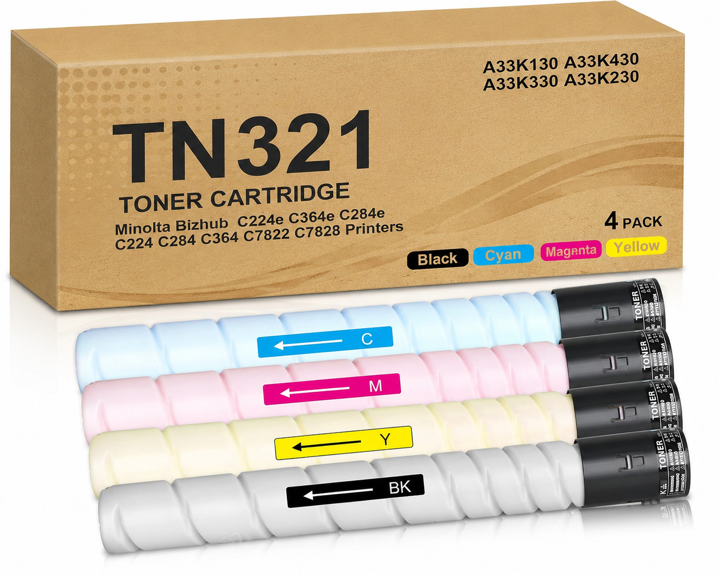 TN321-4PK Toner Cartridges for Konica Minolta Bizhub C7822/C227/C364