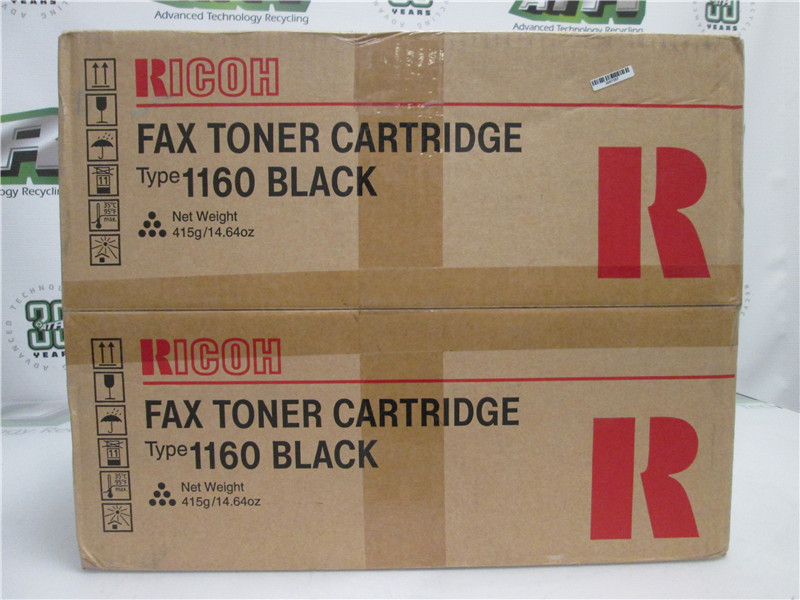 Ricoh Type 1160 Black Fax Toner Cartridges New in Box Lot of Two