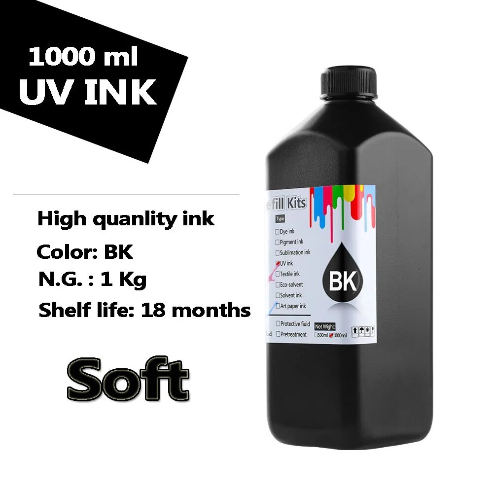 1000ML Soft Led UV ink For Epson 4800 7800 7880 R1900 R2400 1390 L800 UV printer