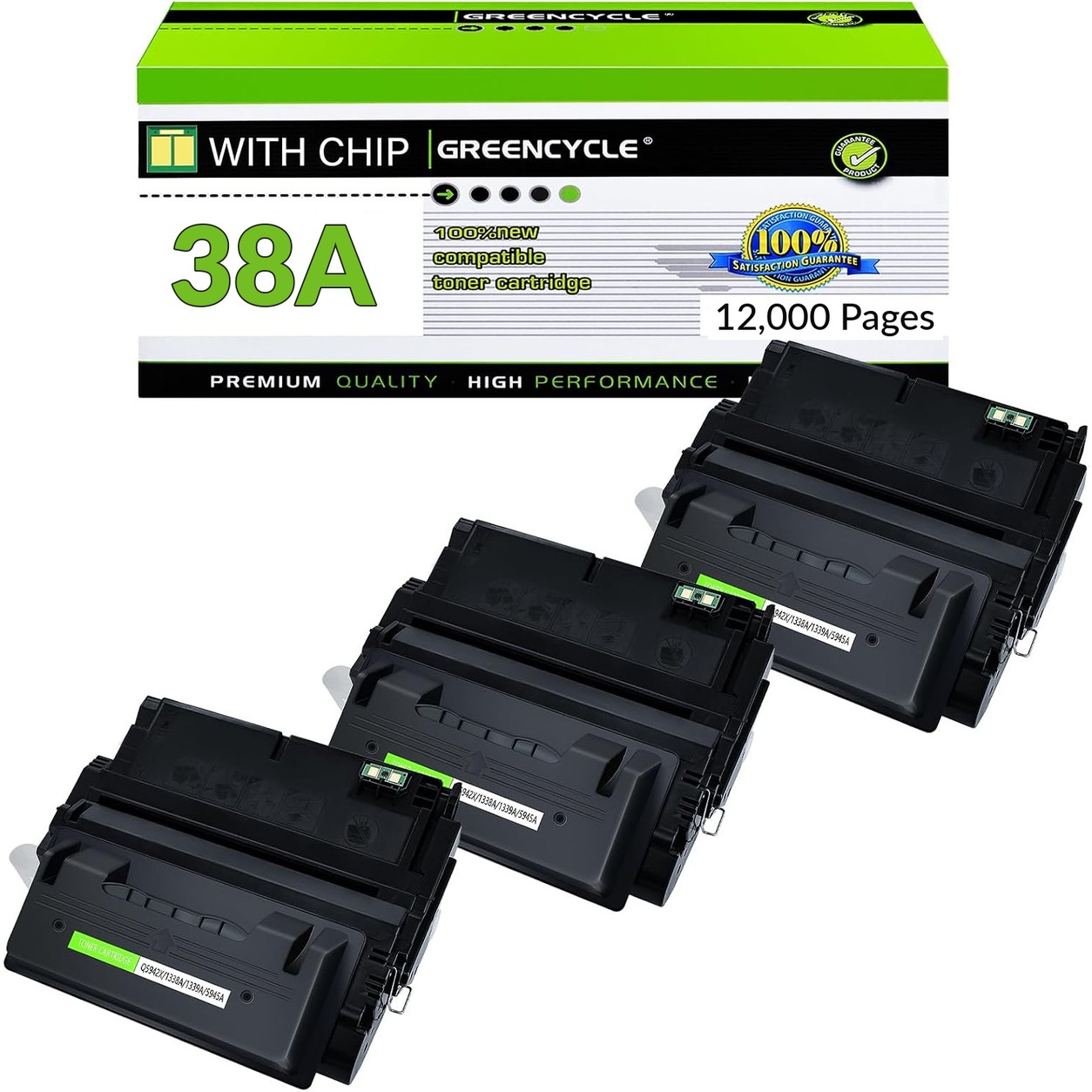 3PCS Q1338A 38A Toner Fit HP LaserJet 4200 4200n 4200tn 4200L 4200Ln Printer