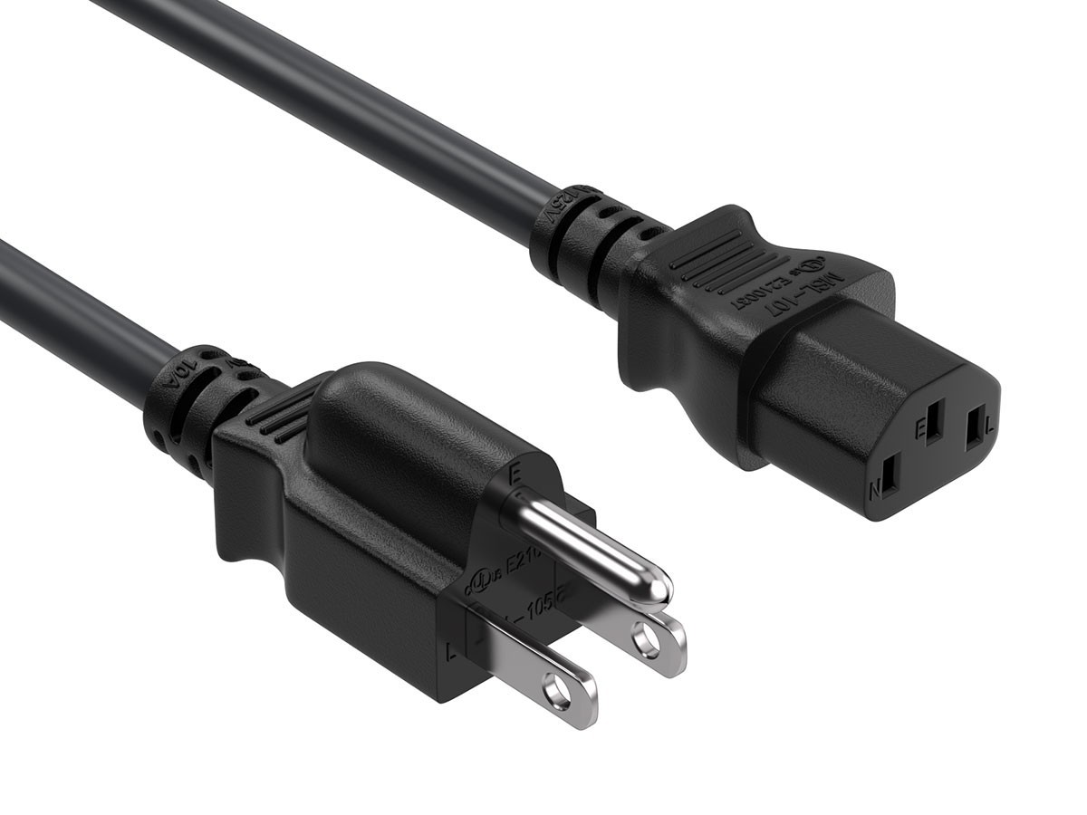 12ft NEMA 5-15P to C13 Computer Power Cord, 18 AWG SVT, 10A/125V, UL cUL List...