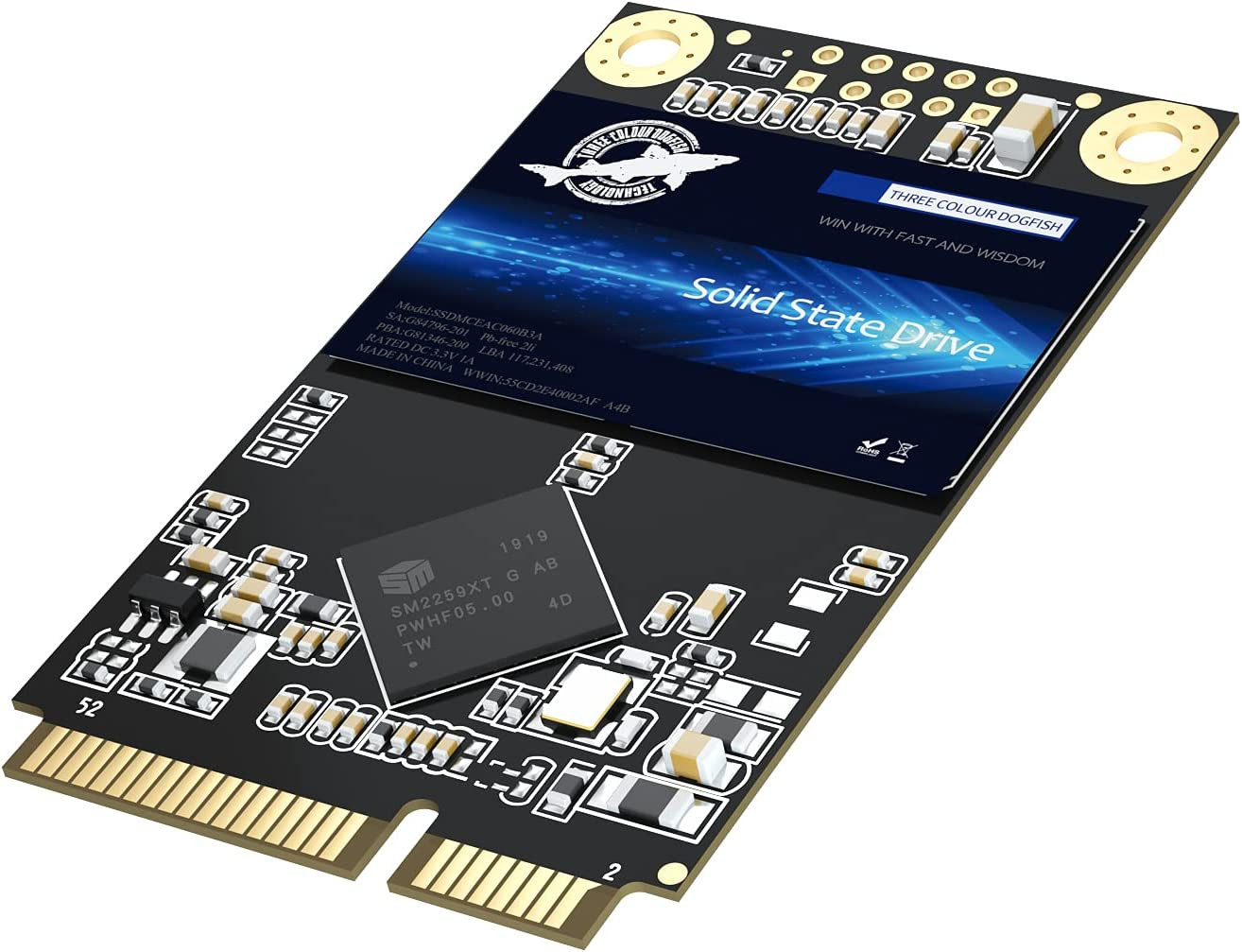 Dogfish Msata SSD 120GB 3D NAND TLC SATA III 6 Gb/S, Msata (30X50.9Mm) Internal
