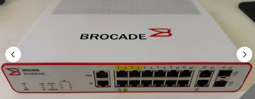Brocade ICX 6430-C12 Switch 12 Port 4 PoE Compact Network Switch Power On