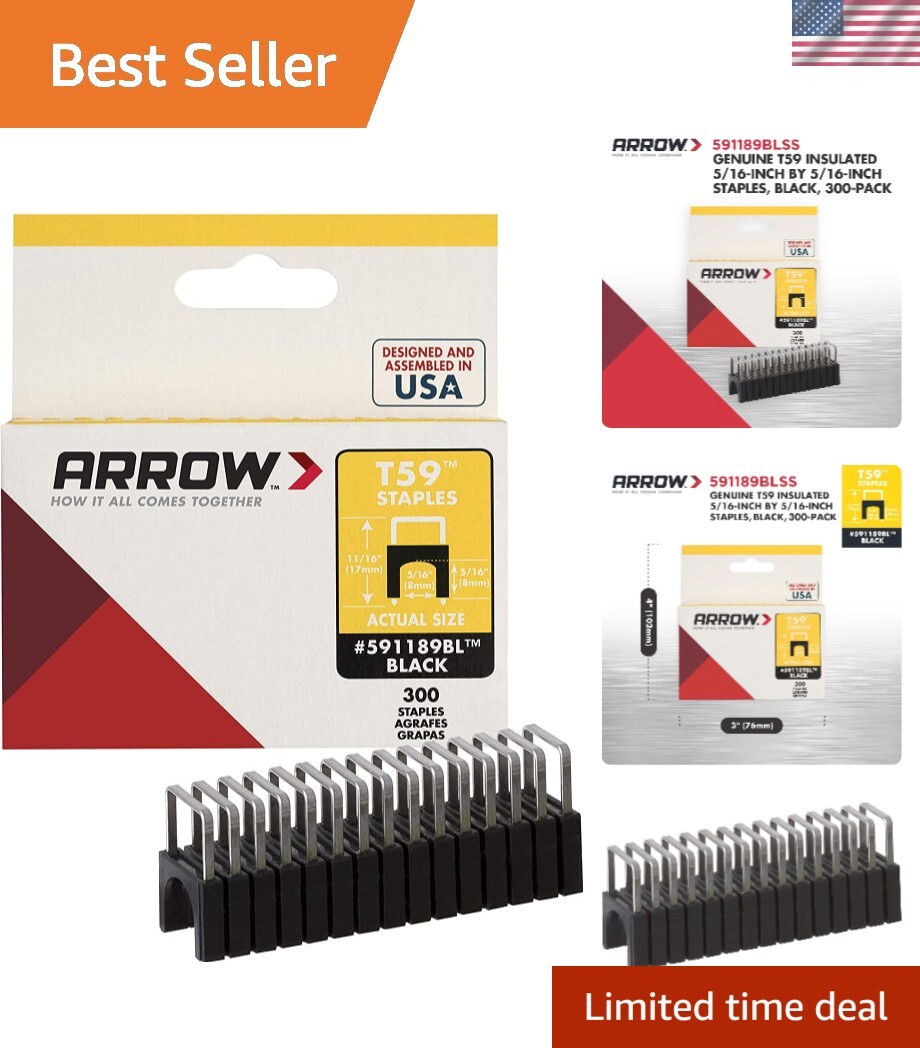 Arrow T59 Genuine 300 Insulated Stainless Steel Staples for Cables - 5/16 Inch