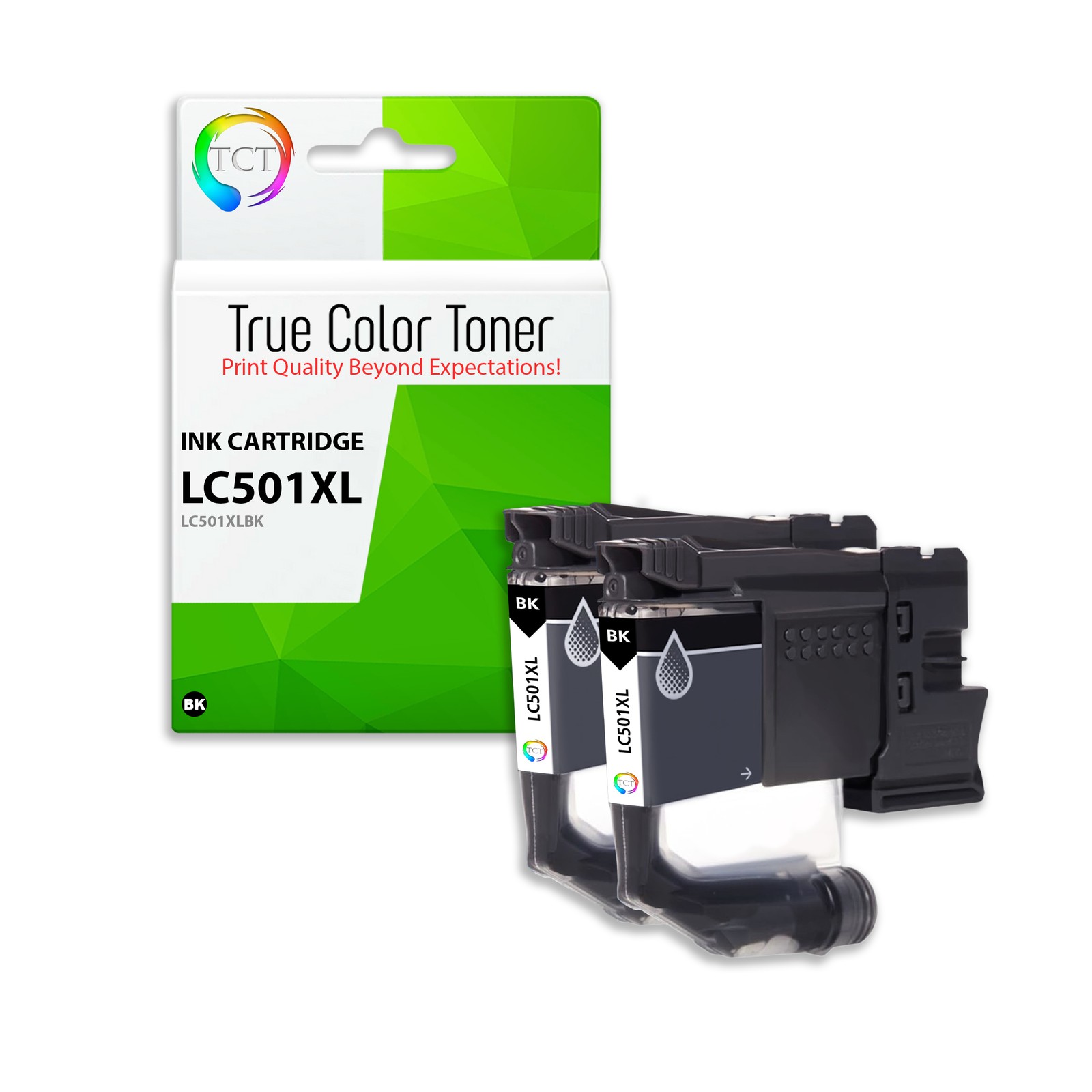 TCT Compatible HY Black Ink Cartridge Replacement for Brother LC501XL – 2-Pack
