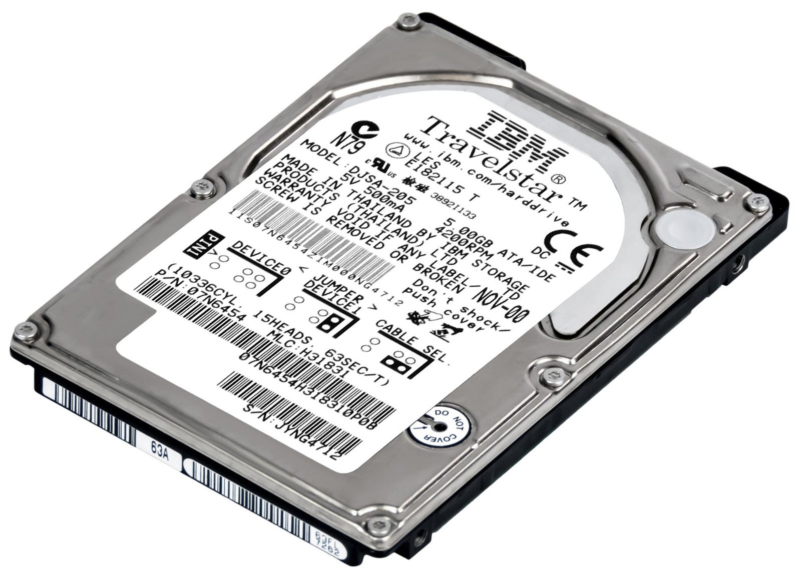 HARD DRIVE IBM 07N6454 5GB 4.2K ATA 2.5'' DJSA-205