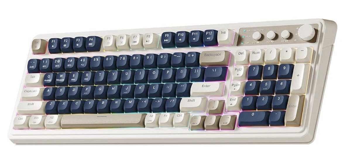 AULA S99 Wireless Mechanical Keyboard,Tri-Mode BT5.0/2.4GHz/USB-C Blue/ Grey
