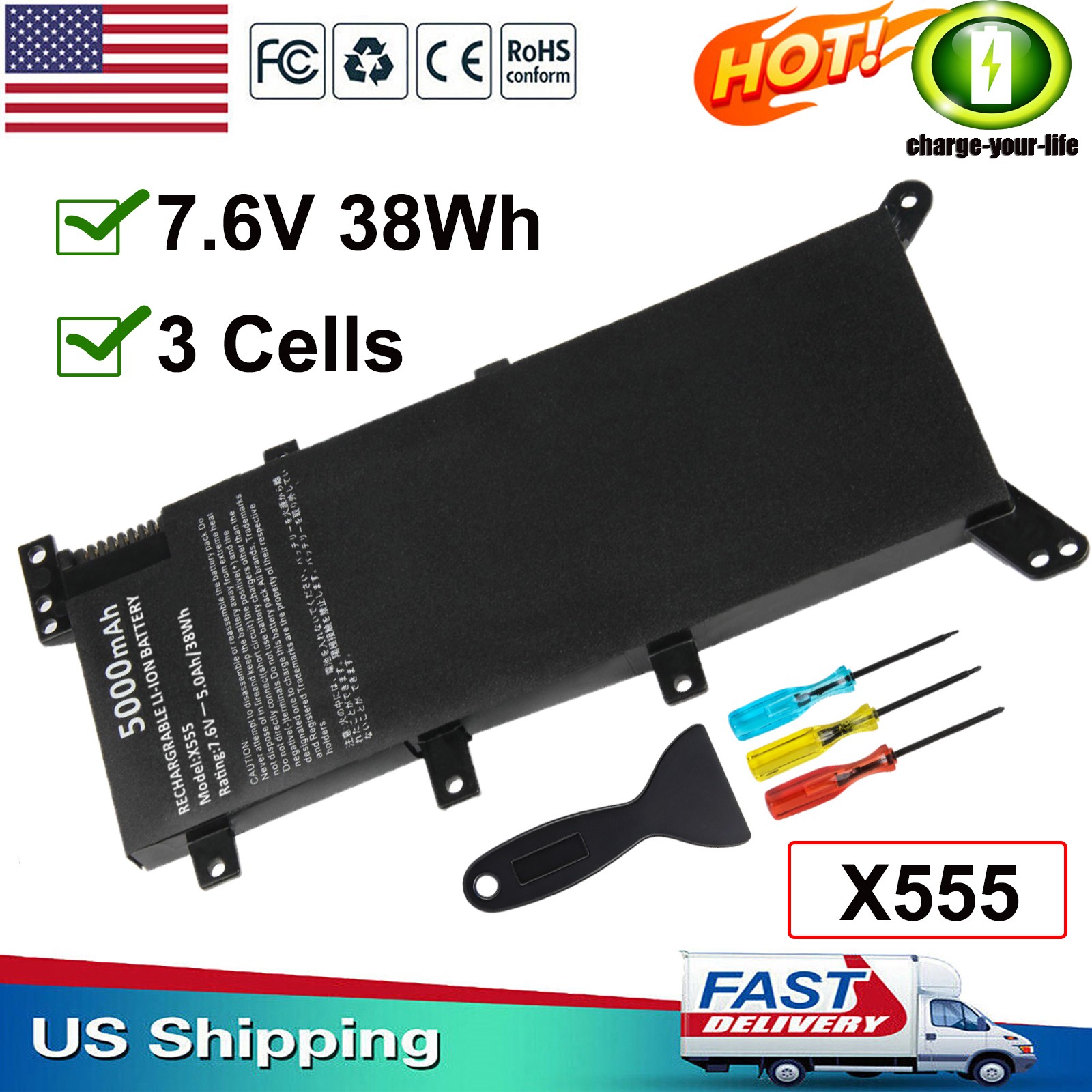 ✅C21N1347 Battery For ASUS X555 X555LA X555LD A555L F554 F554L F555 F555L Laptop