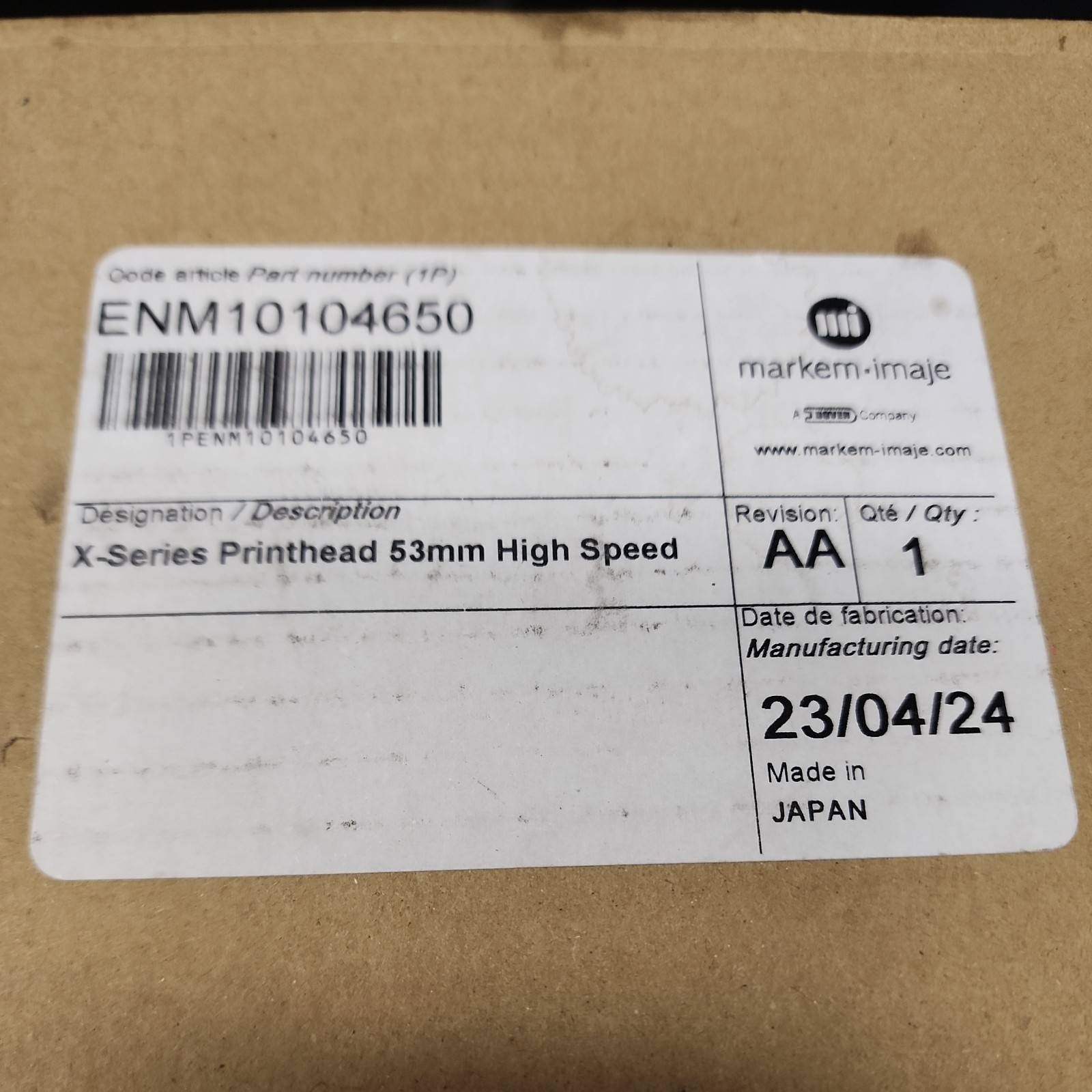 Markem Imaje ENM10104650 X-Series Printhead 53mm High Speed, New, US Shipper