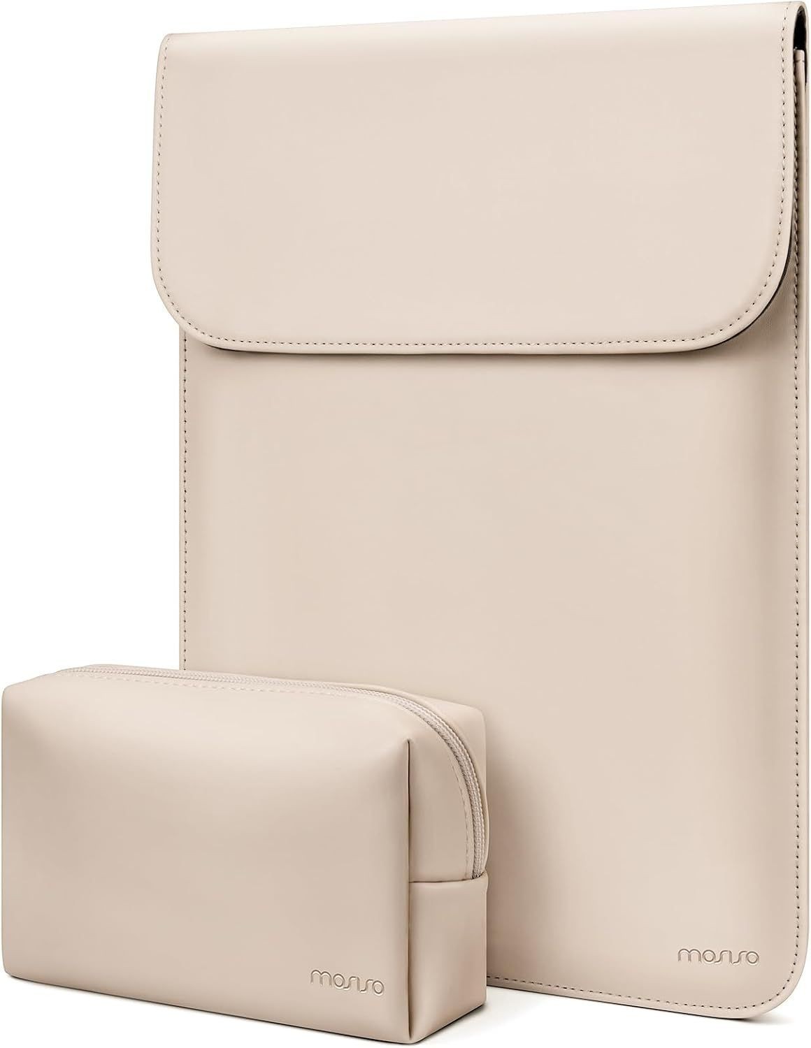 Apricot Laptop Sleeve and Small Bag, Faux Suede Leather Case for 13-13.3 inch