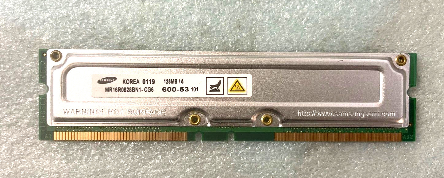 SAMSUNG 128 MB RAMBUS MEMORY MODULE MR16R0828BN1-CG6 600-53 RM2-CMP52-10