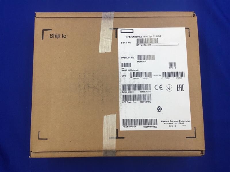 F/S  P9M76A 868141-001 HPE QLE2742 SN1600Q 32GB DUAL PORT FIBRE CHANNEL HBA