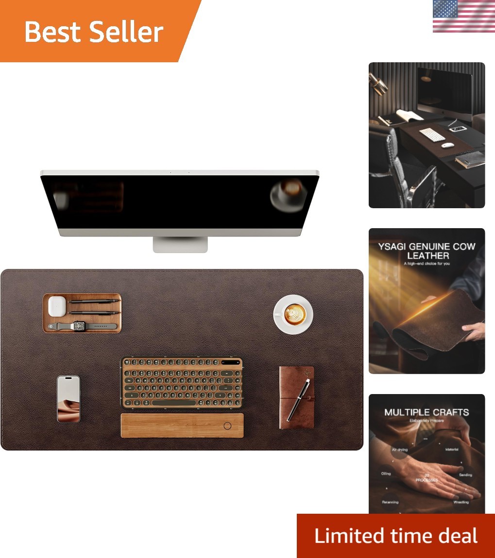 Large Dark Brown Leather Desk Pad 31.5"x15.8" – Elegant Writing Surface
