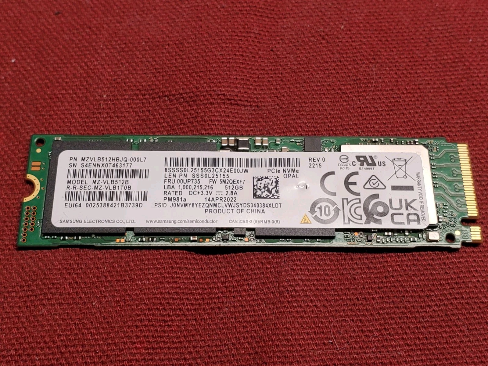 Samsung 512GB M.2 NVME MZVLB512BJQ-000L7 PM981a 98% #3323