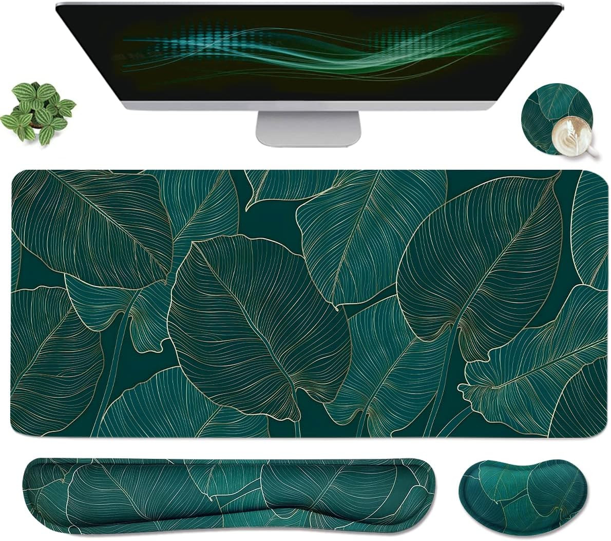 Ergonomic Large Mouse Pad and Keyboard Wrist Rest, Desk Pad for Keyboard and Mou