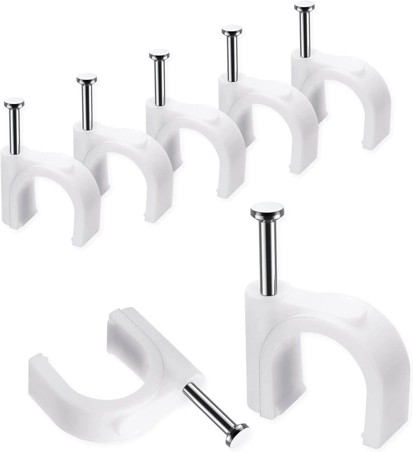 Cable Clips, 100 Pcs, 10Mm, Wire Wall Clips with Steel Nails, Cable