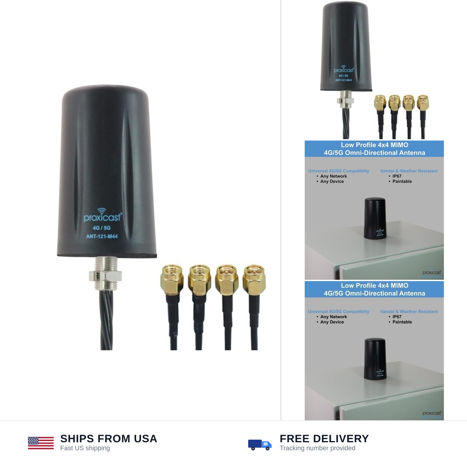 Proxicast 4G / 5G 4x4 MIMO Low Profile Panel Mount Antenna