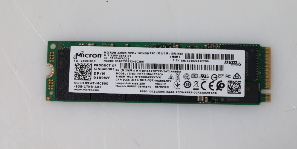 Micron 1TB  M.2 2280 NVMe Gen3x4 Solid State Drive MTFDHBA1T0TCK