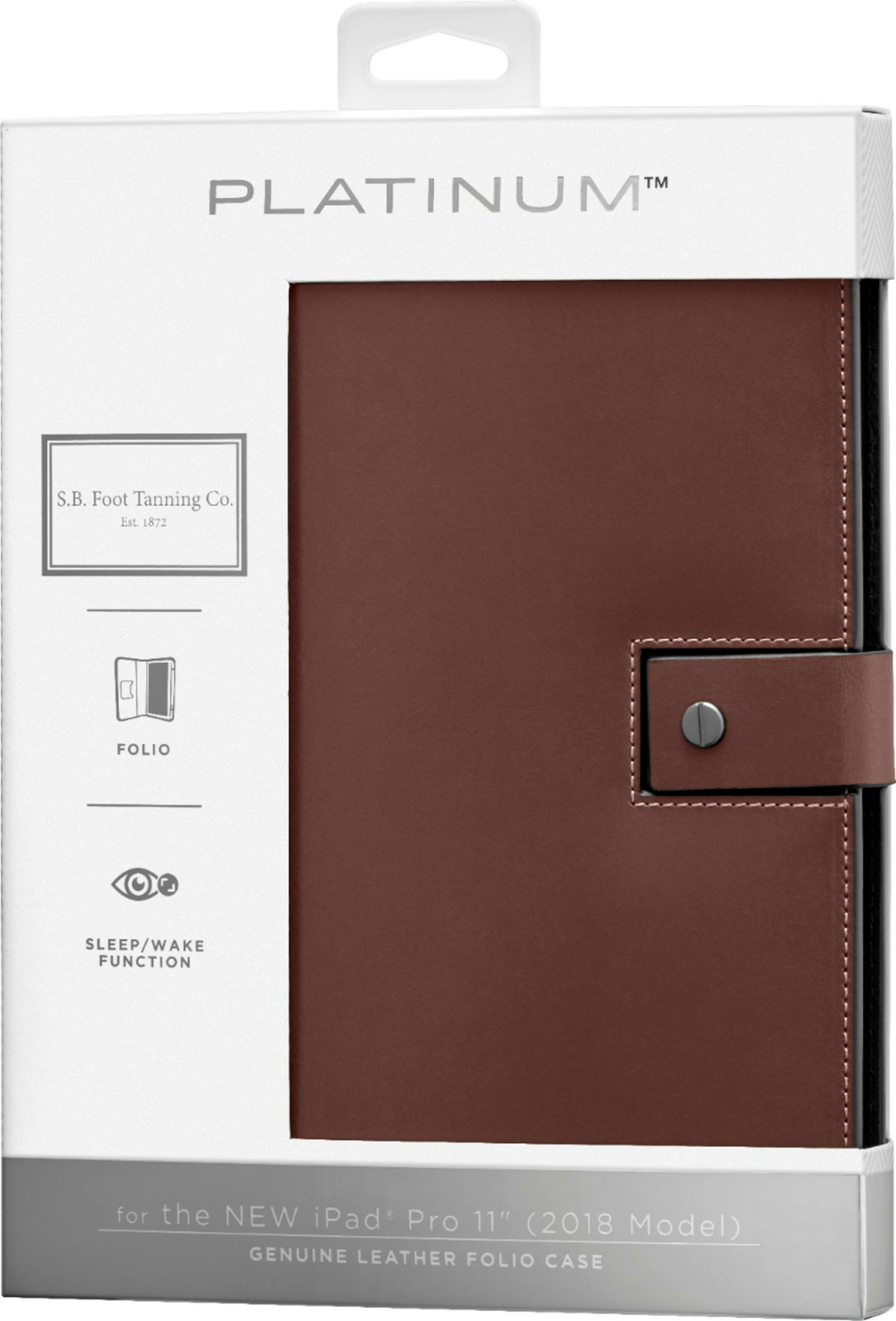 NEW Platinum Genuine Leather Folio Case for Apple iPad Pro 11" Bourbon Brown