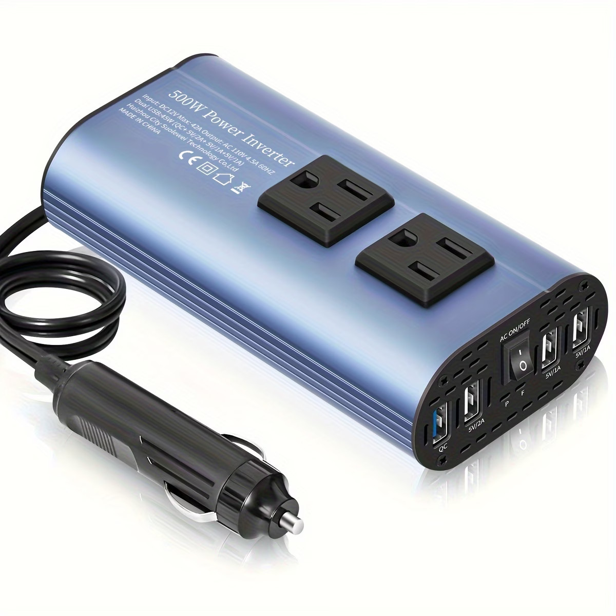 500W 12V to 110V Power Inverter USB Ports Car RV Camping Truck Charger