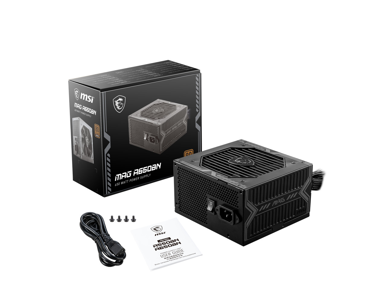 MSI MAG A650BN, Non-Modular Compact 650W Power Supply, 80+ Bronze, Low-Noise