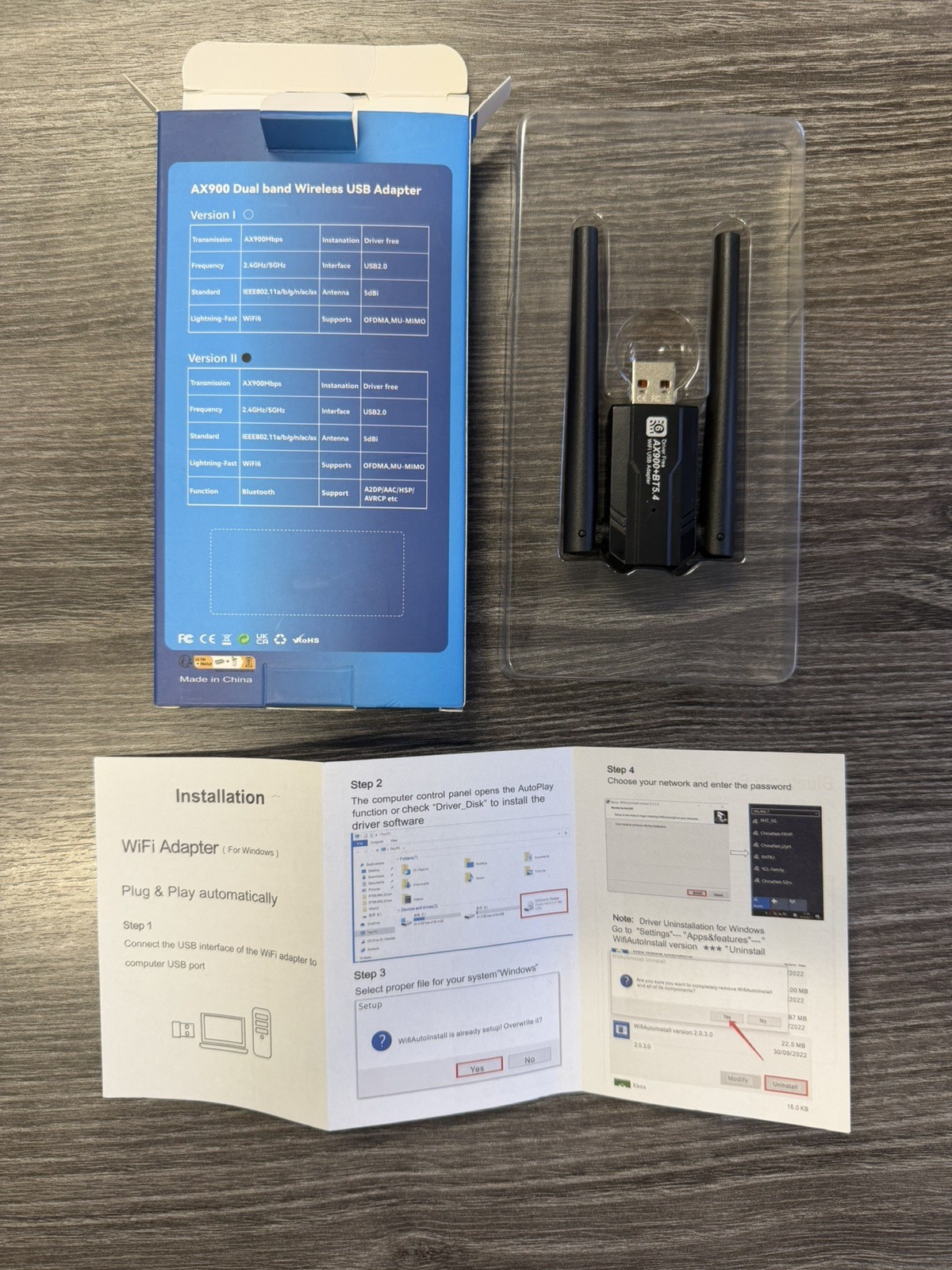 AX900 USB WiFi6 Adapter 2.4G/5Ghz Bluetooth 5.4 USB Dongle LOT OF 25
