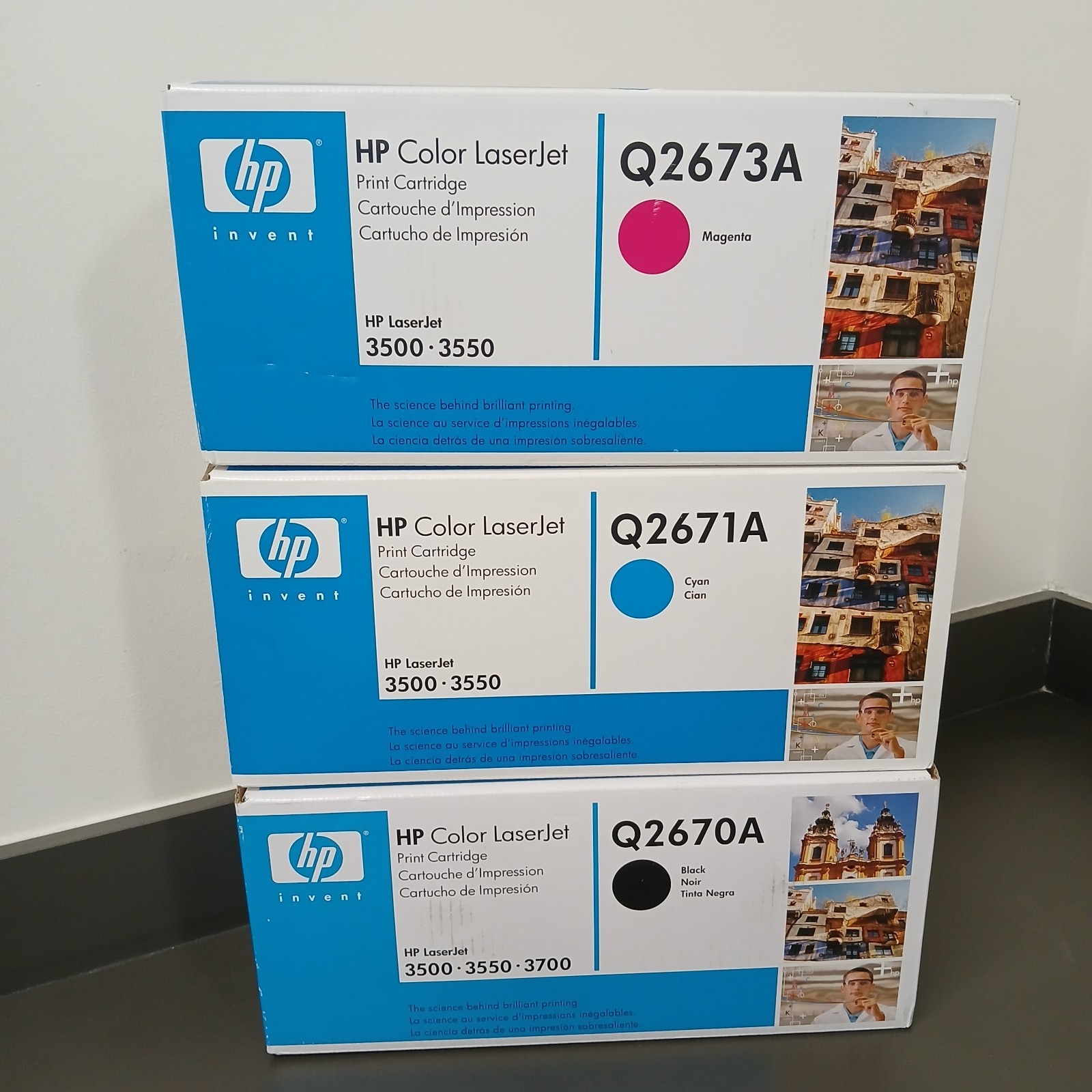 Genuine HP Q2670A Q2671A Q2673A Toner LaserJet 3500 Black Cyan Magenta Lot Of 3