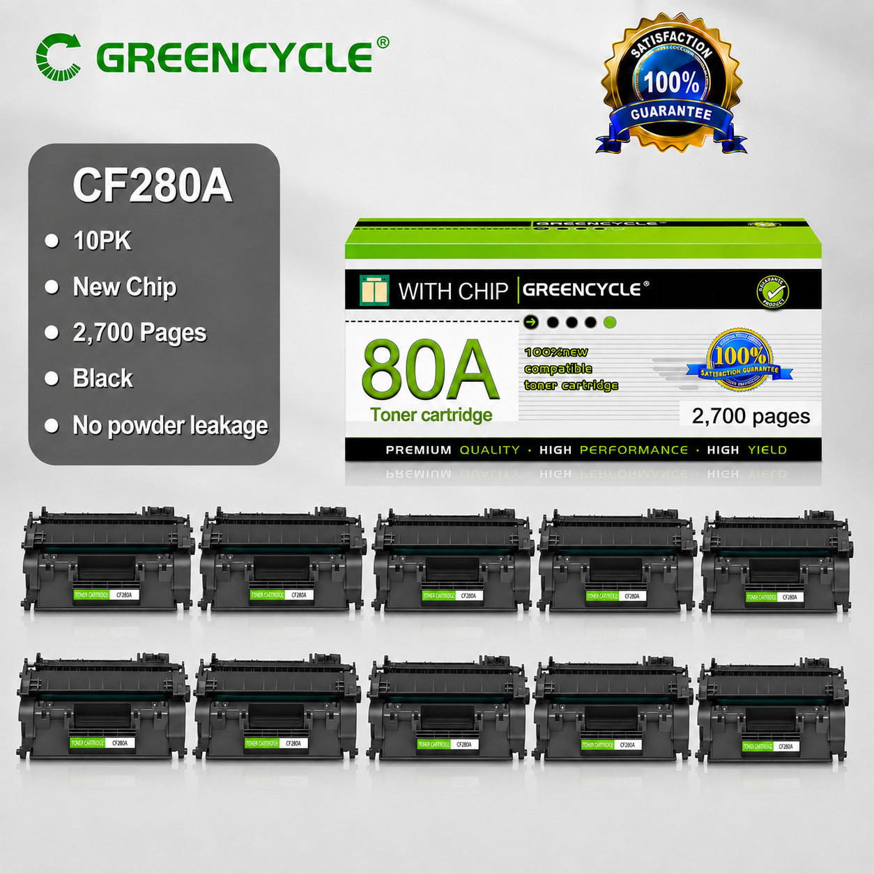 10-Pack 80A Toner Cartridge HP CF280A for LaserJet Pro 400 M401a M401dne