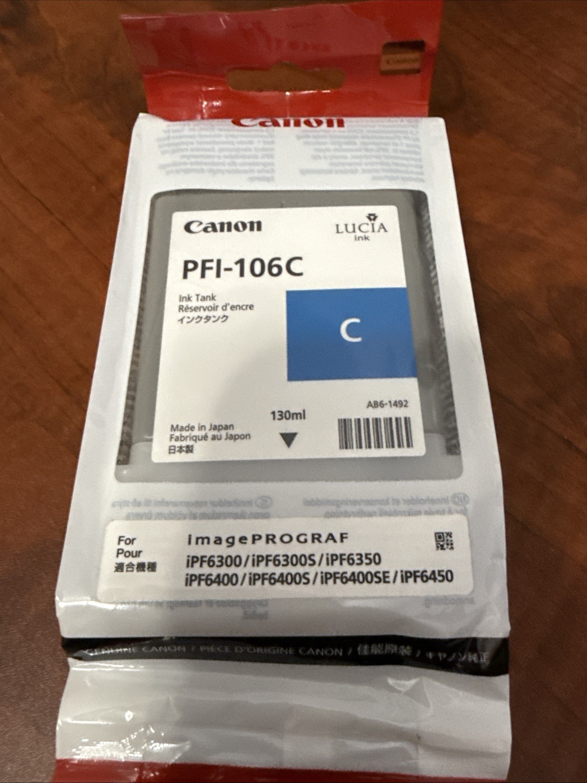 Canon ImagePROGRAF PFI-106PC Photo Cyan Ink Tank IPF6300 IPF6400 Expired 08/2024