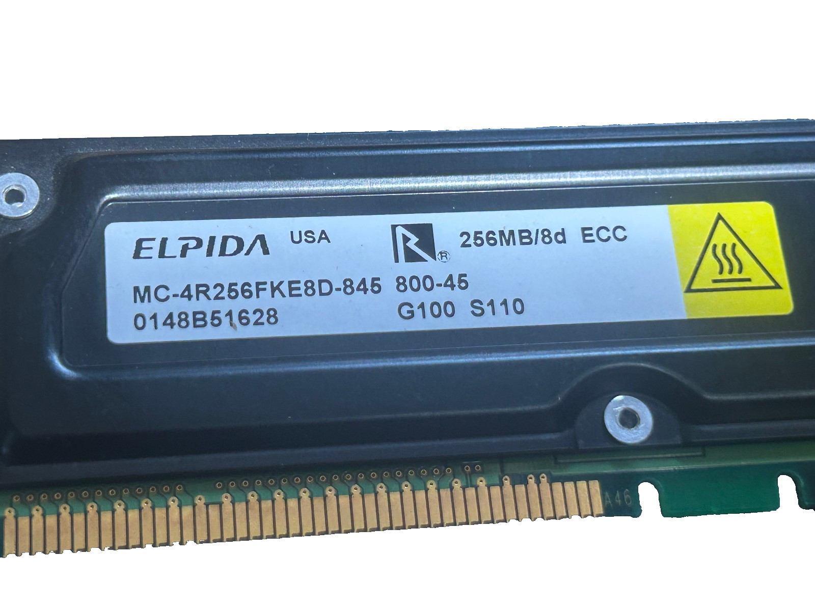 Elpida 256MB PC800-45 ECC RDRAM RIMM Memory Module MC-4R256FKE8D-845