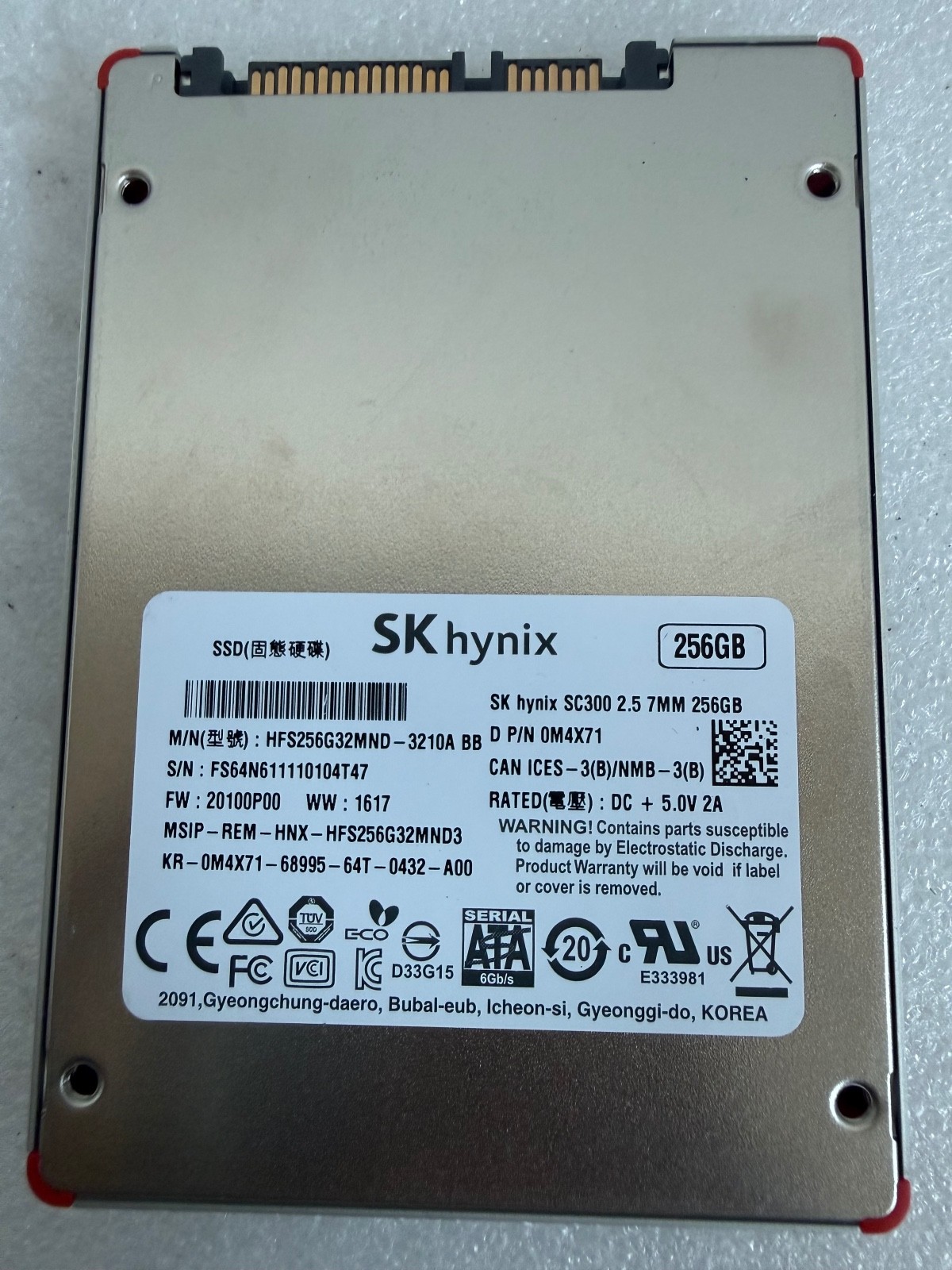 SK hynix SC300 256GB 2.5 SATA III SSD HFS256G32MND-3210A 0M4X71