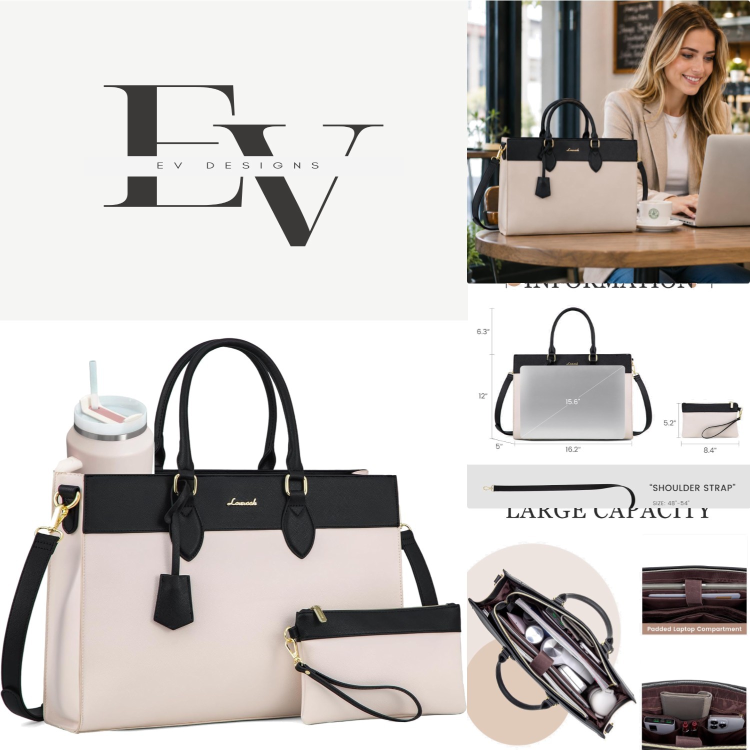 Versatile Women's Laptop Bag with Multiple Pockets - Ideal for Work & Travel