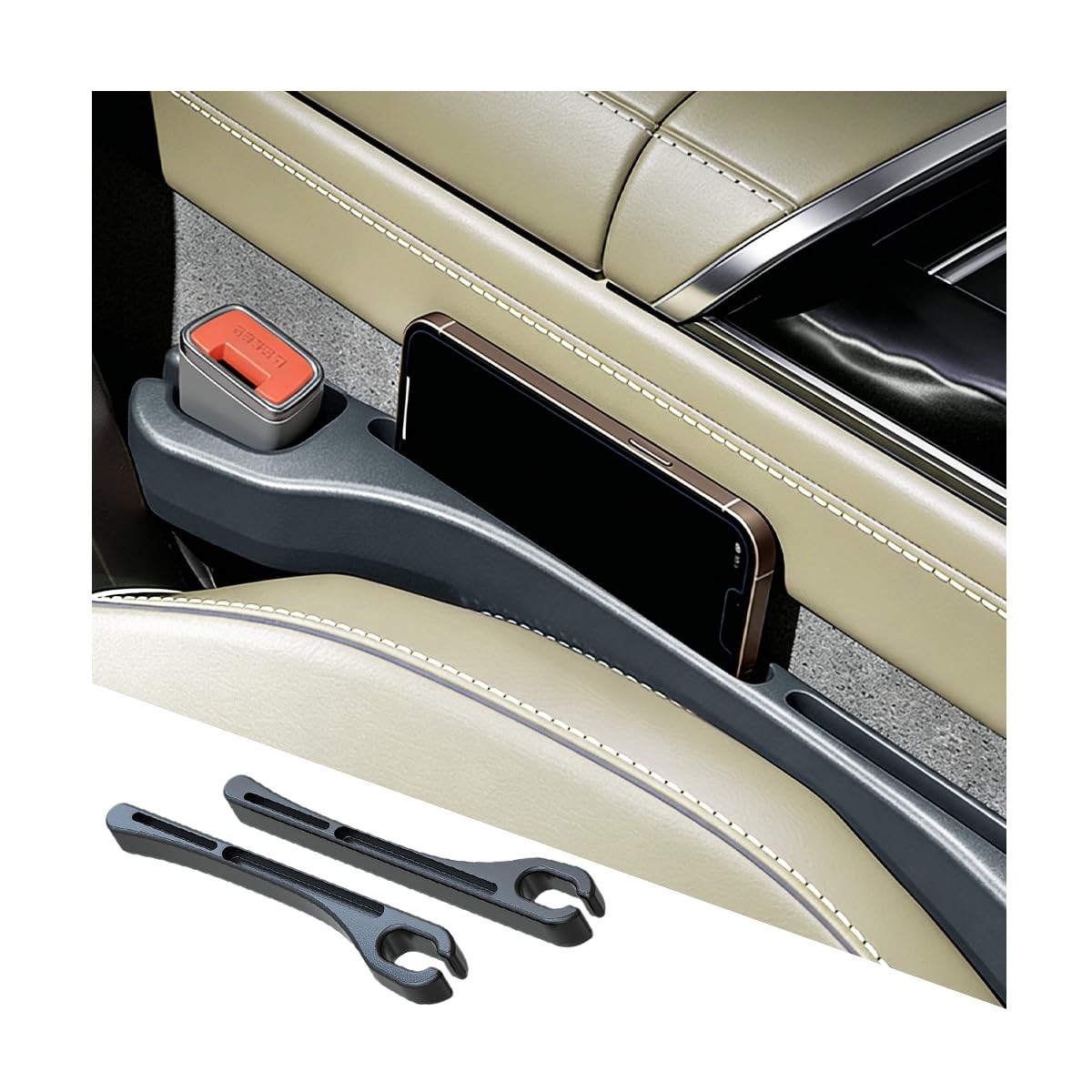 HAMOJUF 2PCS Car Seat Gap Filler, Seat Side Seam Crevice Blocker Organizer to...