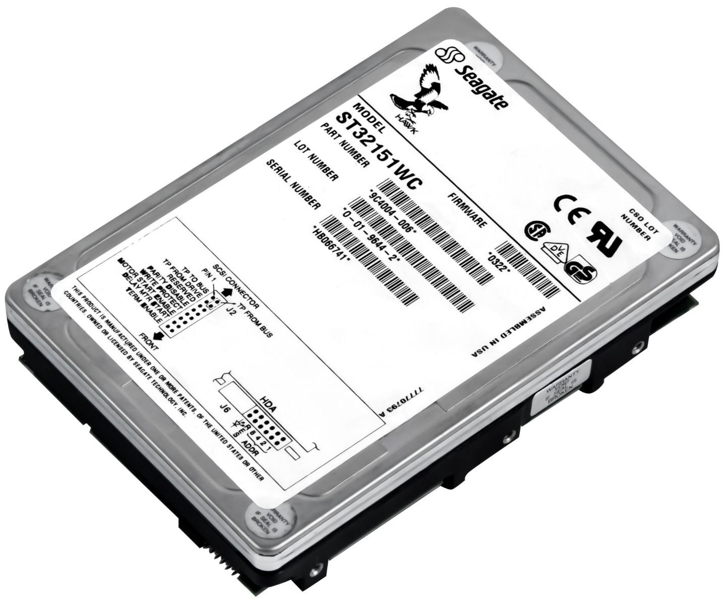 HARD DRIVE SEAGATE HAWK 2XL ST32151WC 2.15GB 5400RPM SCSI 80-PIN 3.5"