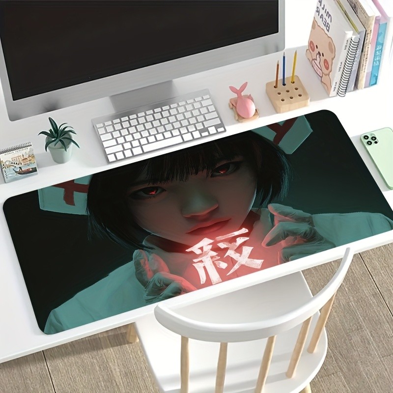 1pc Large Electronic Sports Gaming Mouse Pad, Dark Nurse Girl Holding Red Lumi
