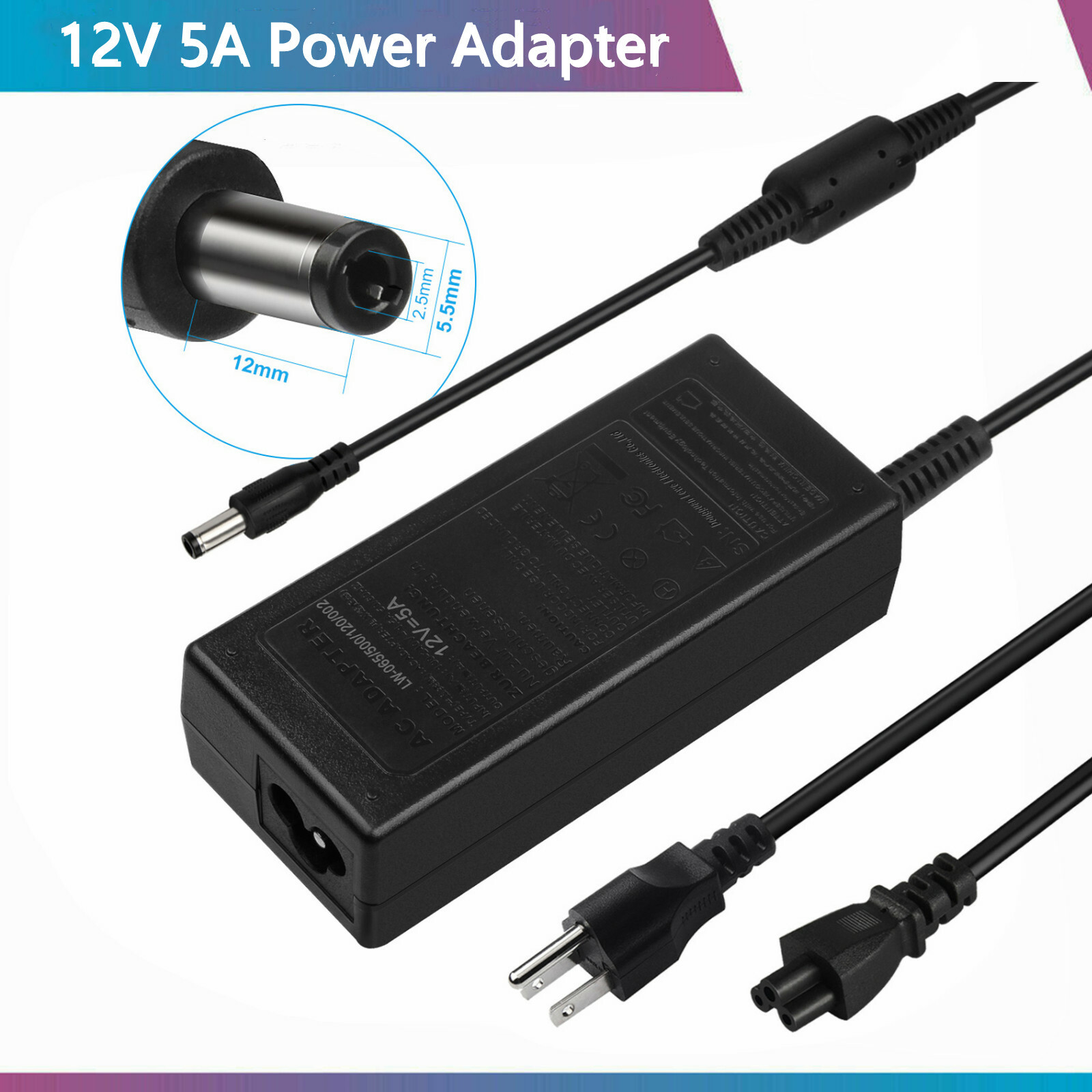 12V 5A AC Power Supply Cord Adapter for iMax B5 B6 LiPo Balance Battery Charger