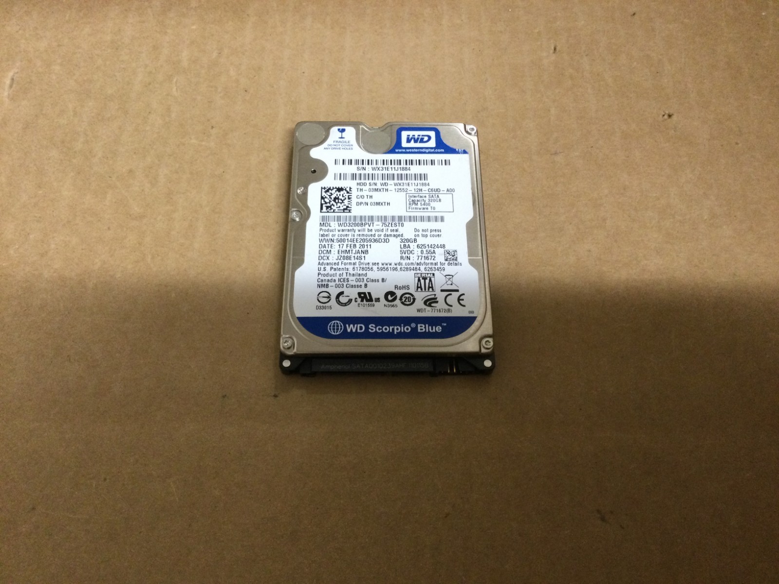Western Digital WD Scorpio Blue WD3200BPVT 320GB 2.5" SATA HDD