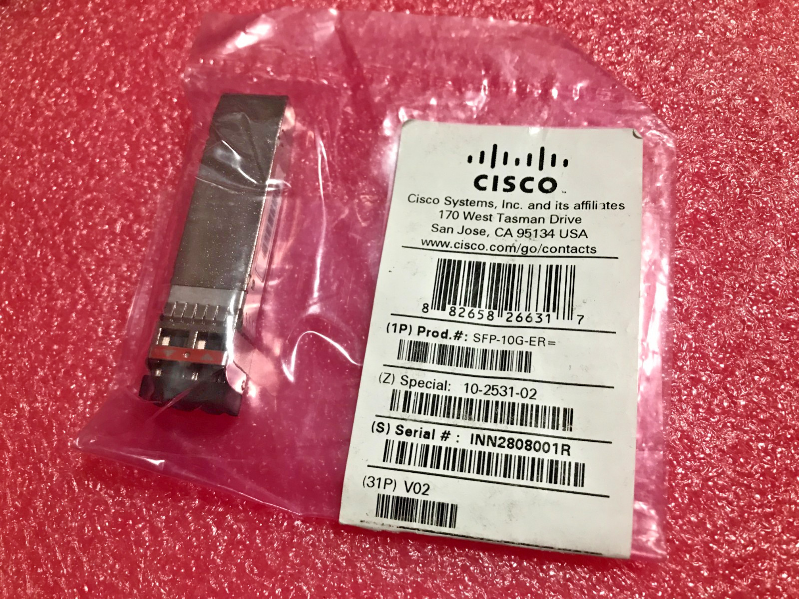 New Cisco SFP-10G-ER 10-2531-02 10GBASE-ER 1550nm 40KM SFP+ TRANSCEIVER