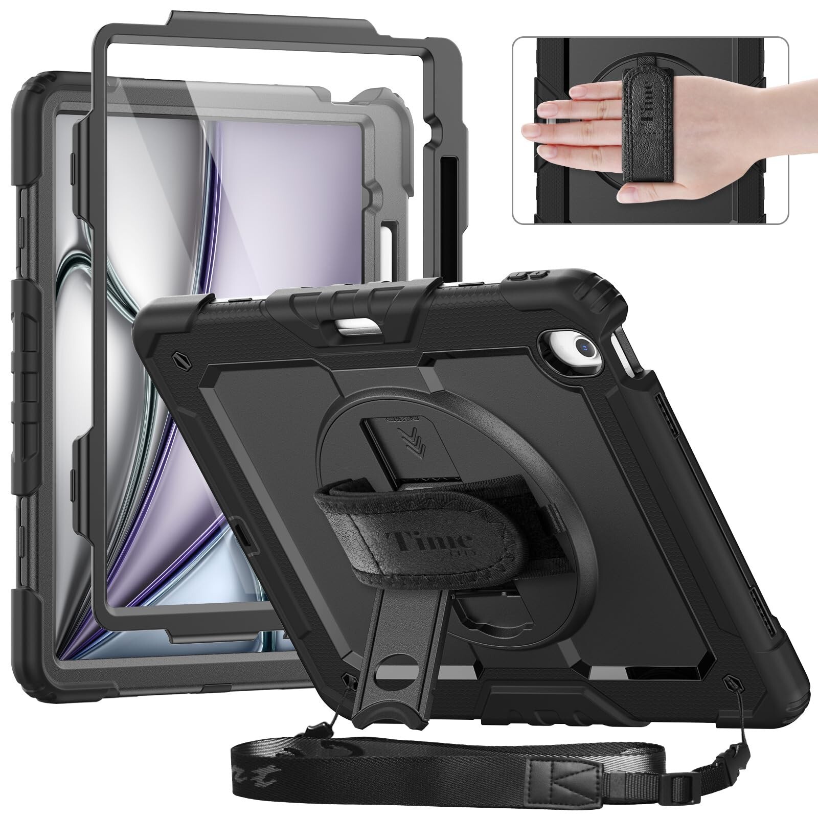 timecity for iPad Air 13 Inch Case M3 2025/ M2 2024, 360° Rotating Stand, P