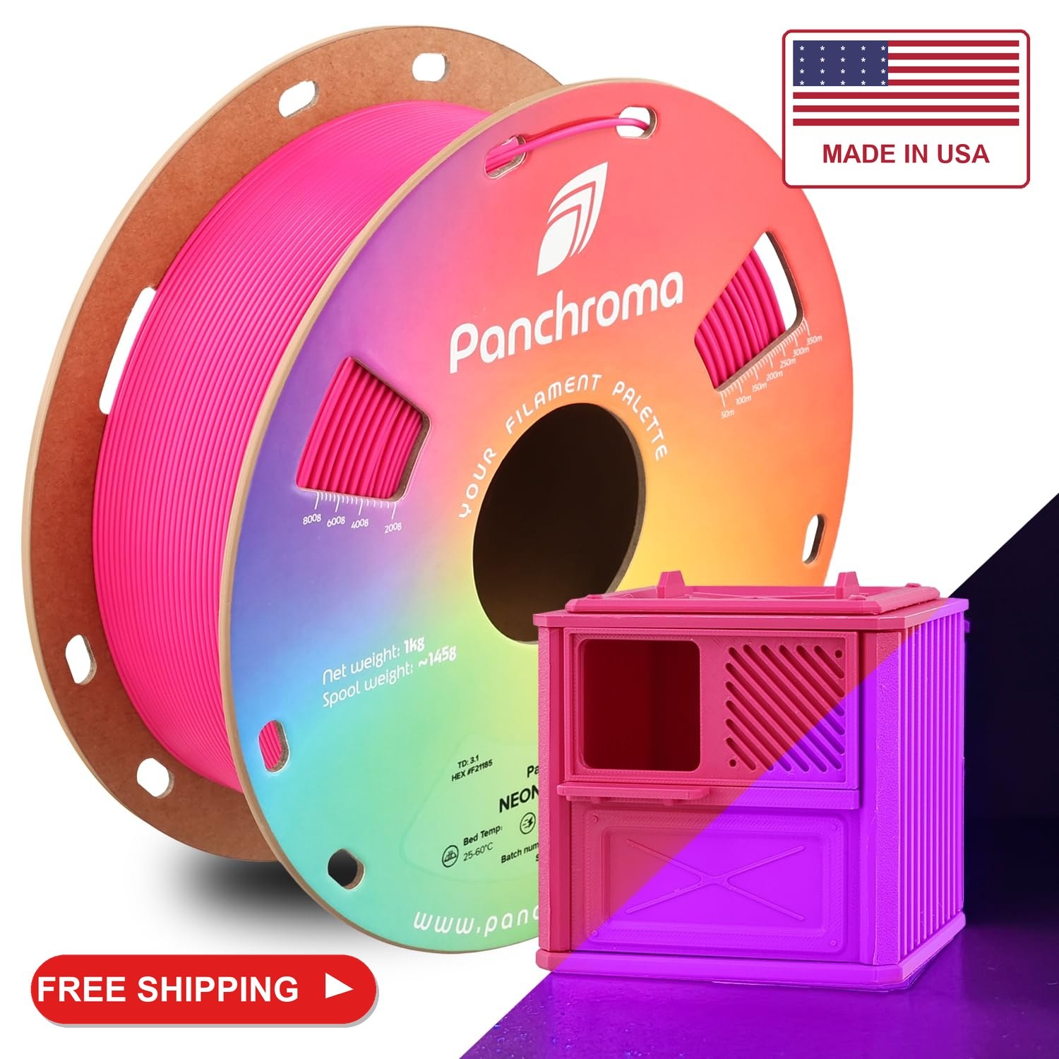 Polymaker Panchroma Fluorescent PLA Filament 1.75mm for 3D Printing,Magenta